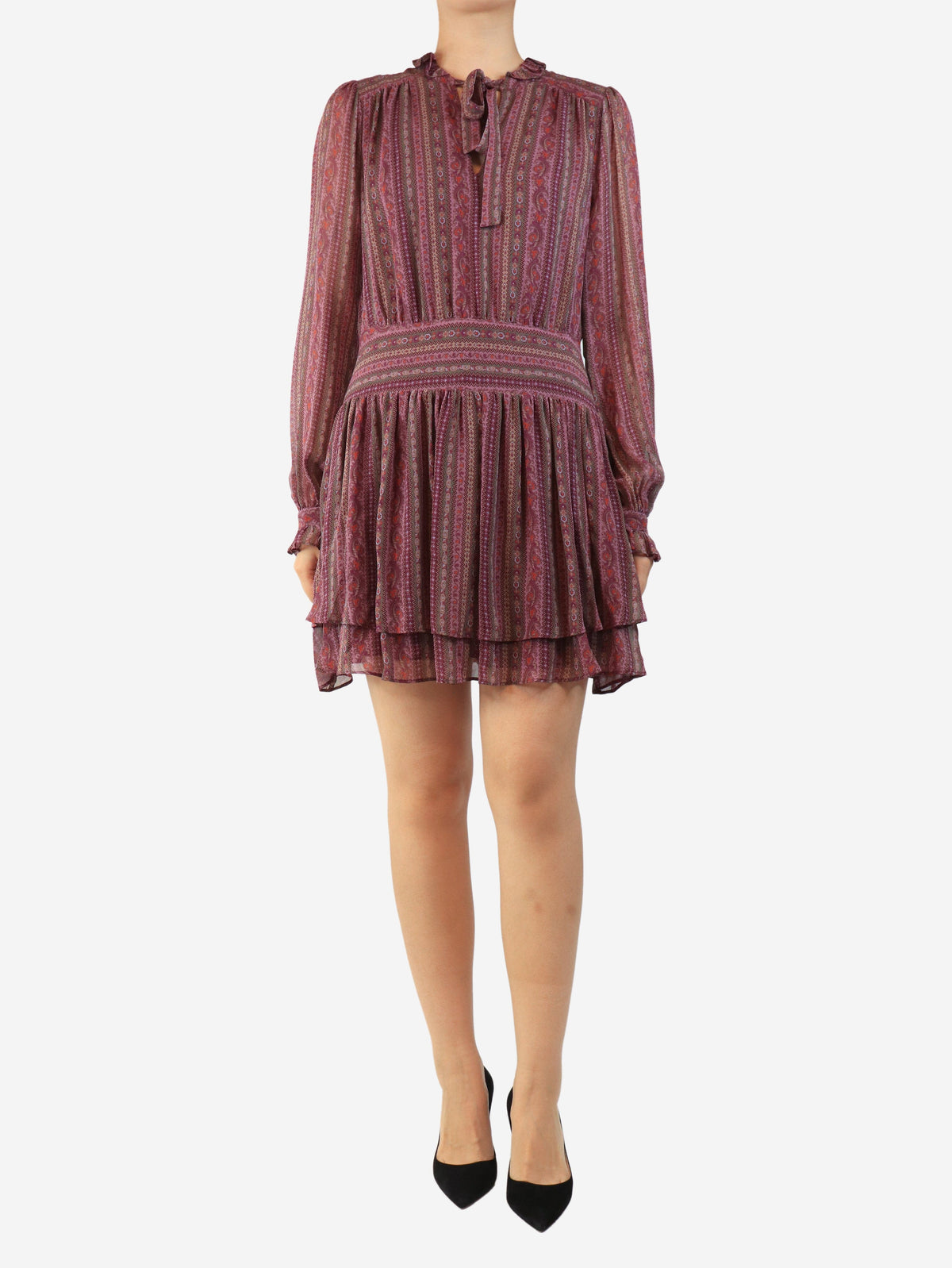 Purple printed mini dress - size UK 10 Dresses Paige 