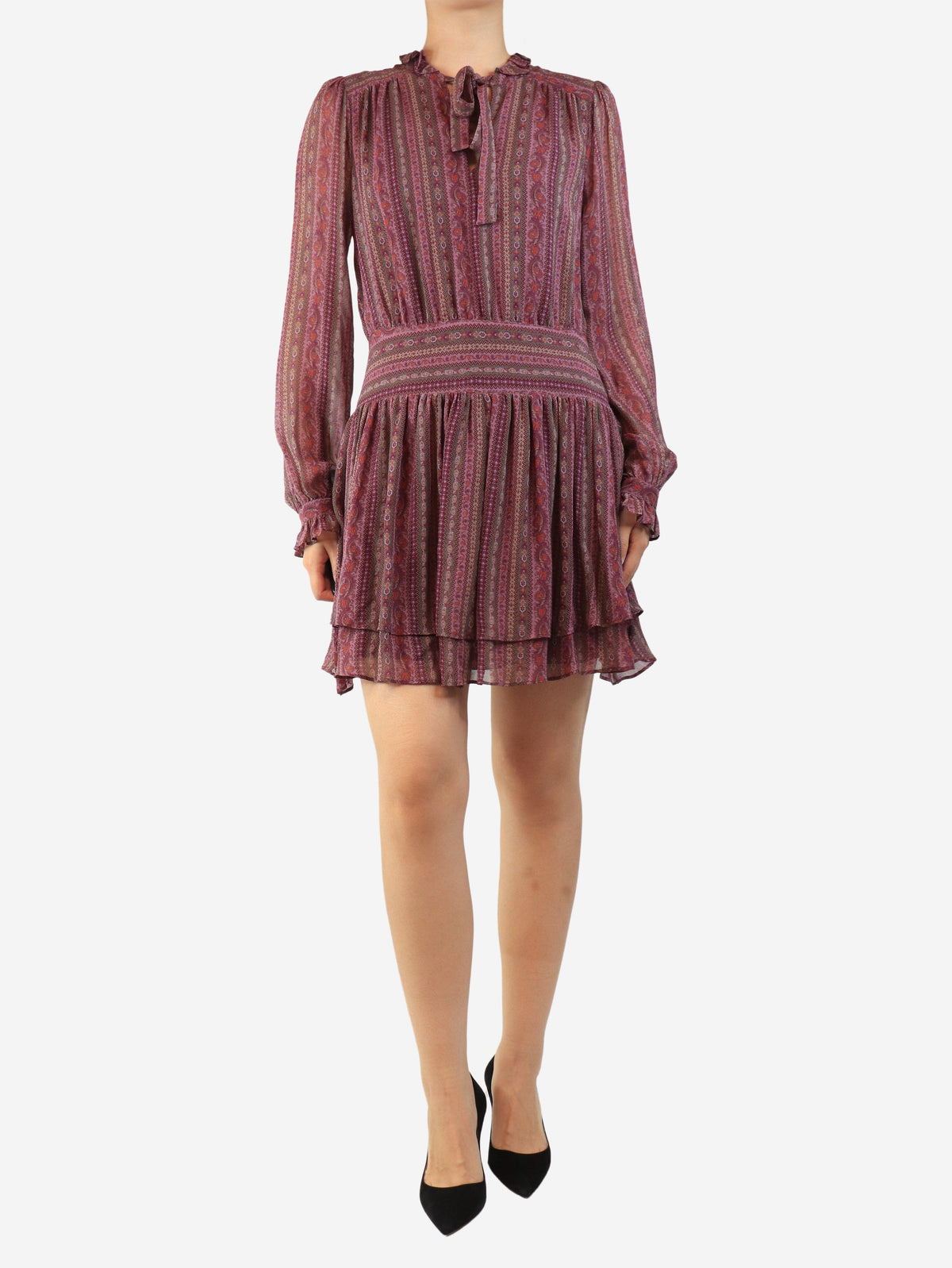 Purple printed mini dress - size UK 10 Dresses Paige 