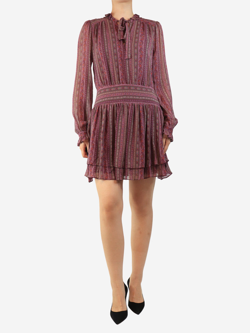 Purple printed mini dress - size UK 10 Dresses Paige 