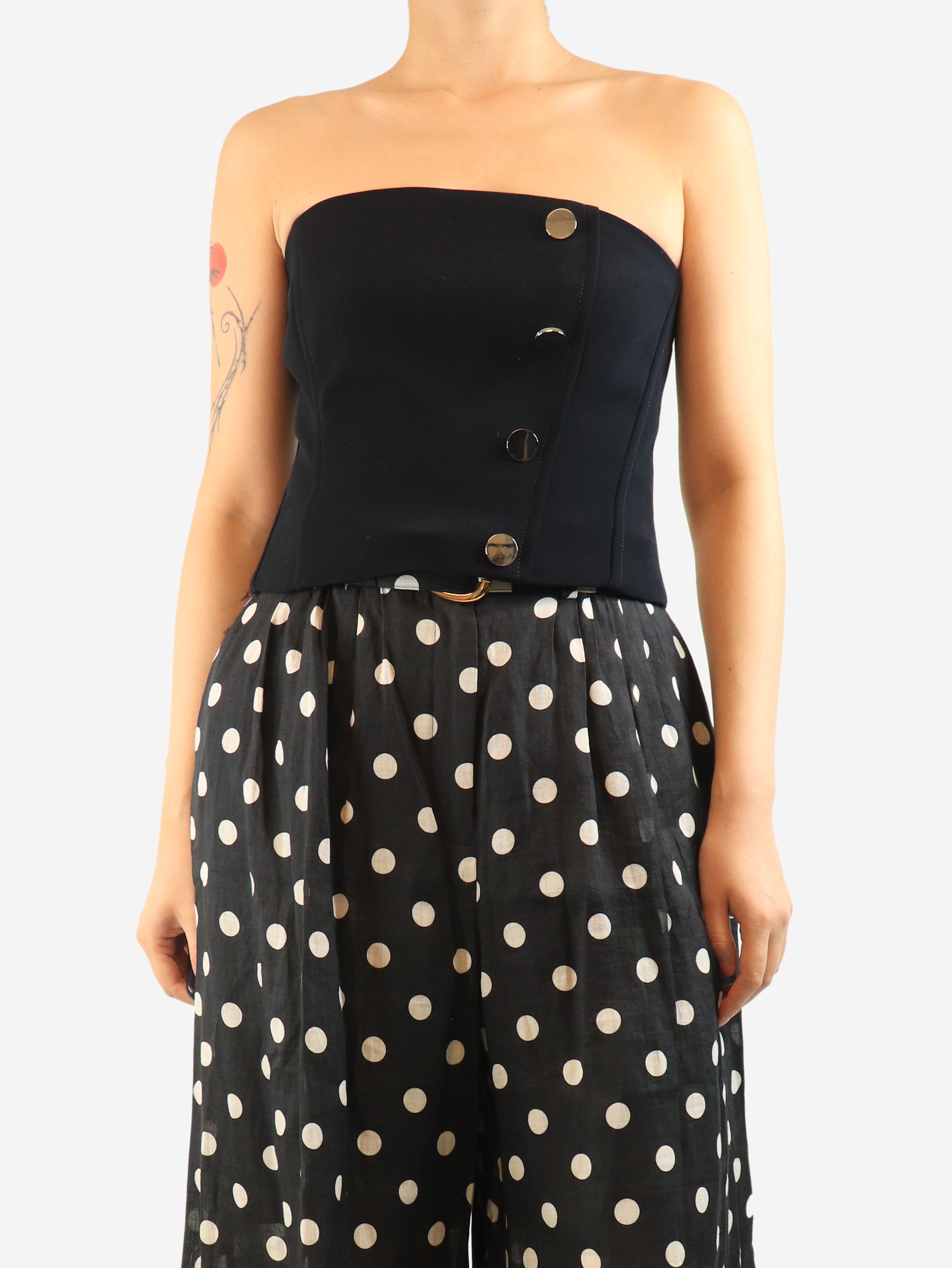 Navy bustier top - size UK 8