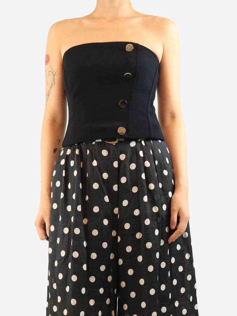 Navy bustier top - size UK 8