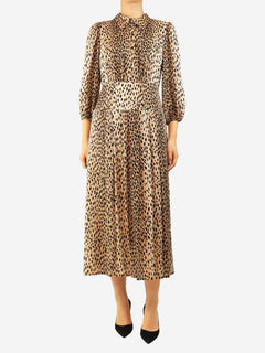 Brown cheetah-print midi dress - size UK 10 Dresses Rixo 