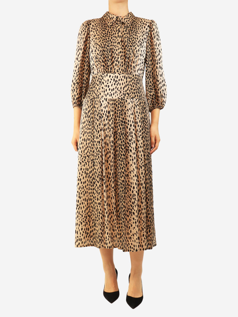 Brown cheetah-print midi dress - size UK 10 Dresses Rixo 