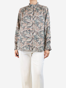 APOF Multicolour frill-collar foliage shirt - size M