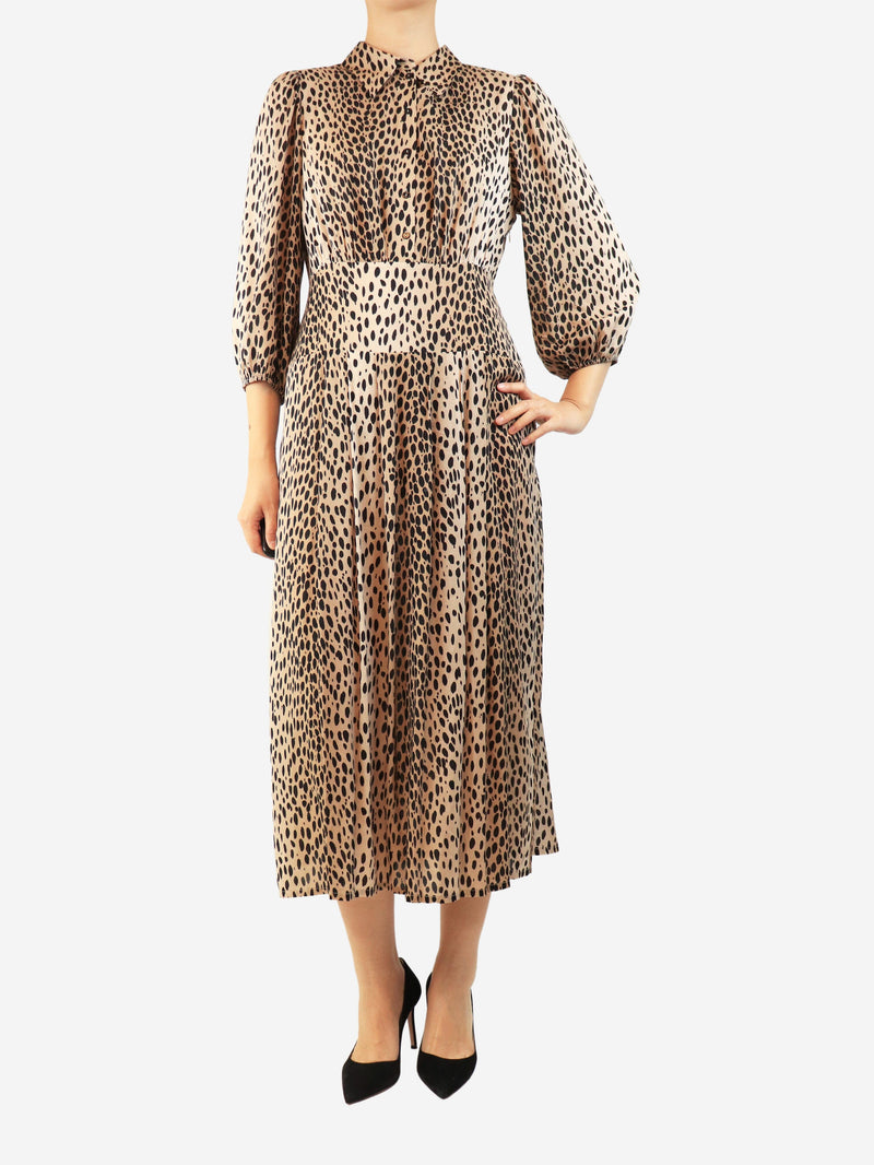 Brown cheetah-print midi dress - size UK 10 Dresses Rixo 