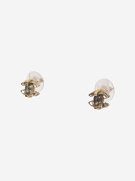 Gold CC lucite stud earrings alternate image