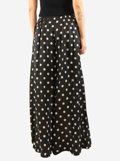 Black polka dot wide-leg trousers - size UK 14
