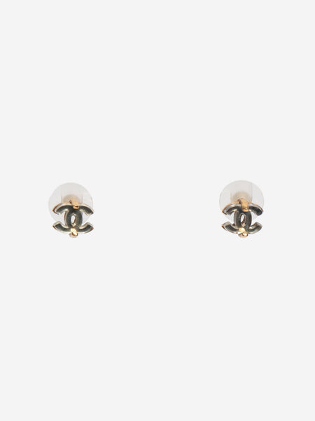 Gold CC lucite stud earrings product image