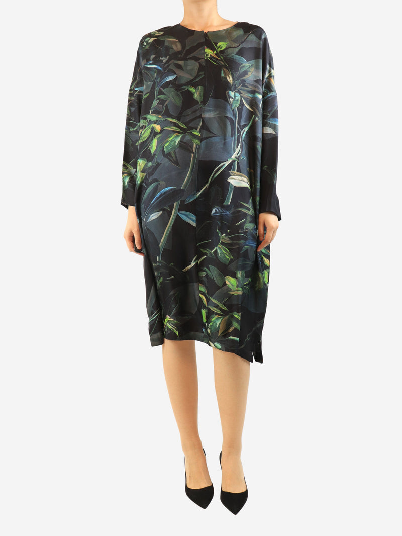 Zip front leafy print midi dress - size UK 16 Dresses Etro 