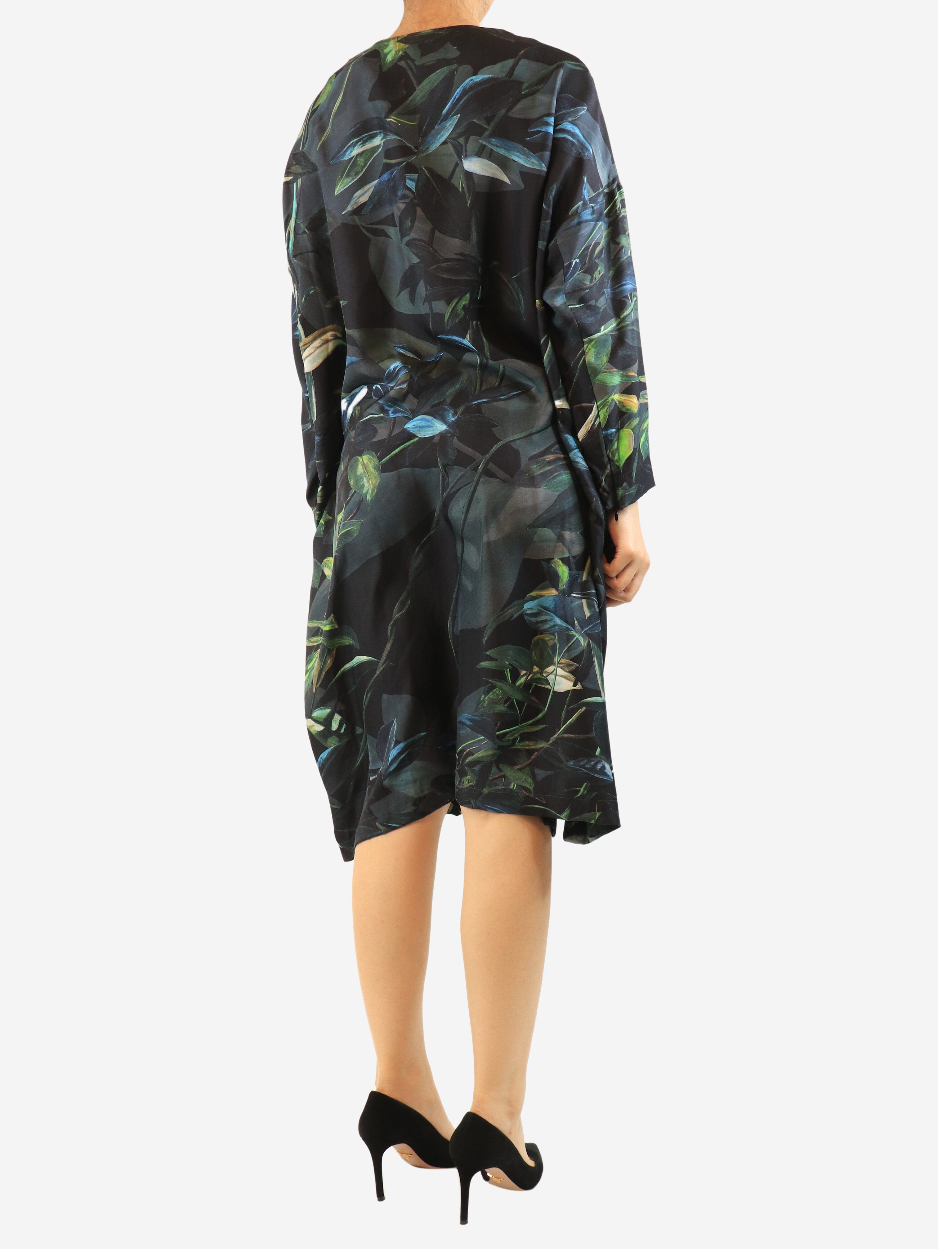 Zip front leafy print midi dress - size UK 16 Dresses Etro 