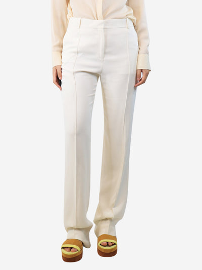 Cream crepe trousers - size UK 10 Trousers Celine 