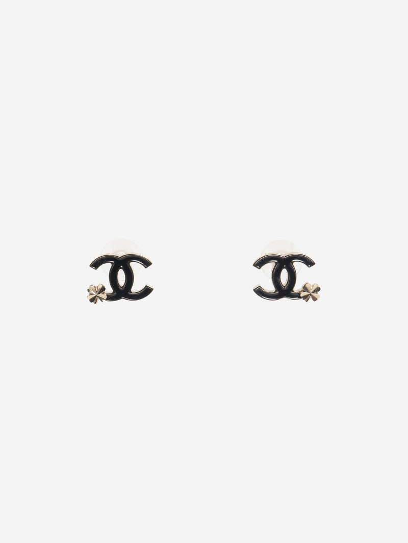Gold and black CC four-leaf clover earrings Earrings Chanel 