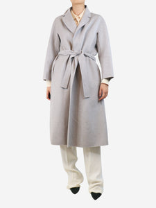 S Max Mara Light grey belted wool coat - size UK 10