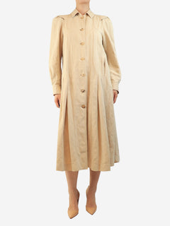 Neutral heavyweight linen shirt dress - size UK 10 Dresses Masscob 