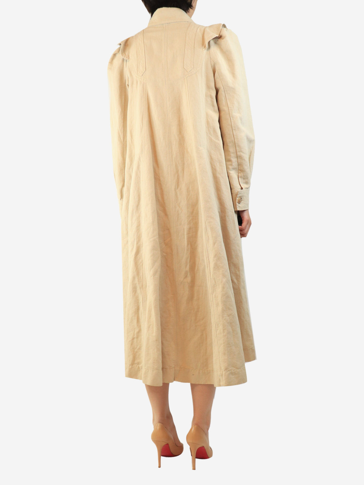 Neutral heavyweight linen shirt dress - size UK 10 Dresses Masscob 