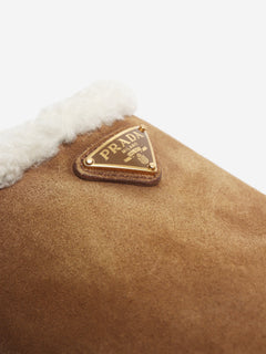 Brown Suede slippers - size EU 38.5 Flat Shoes Prada 