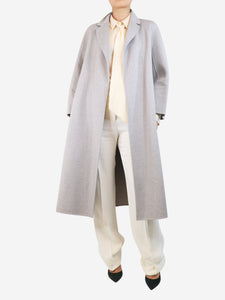 S Max Mara Light grey belted wool coat - size UK 10