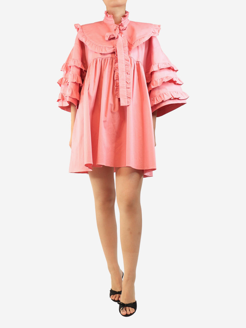 Pink ruffle-sleeved mini dress - size L Dresses Kika Vargas 