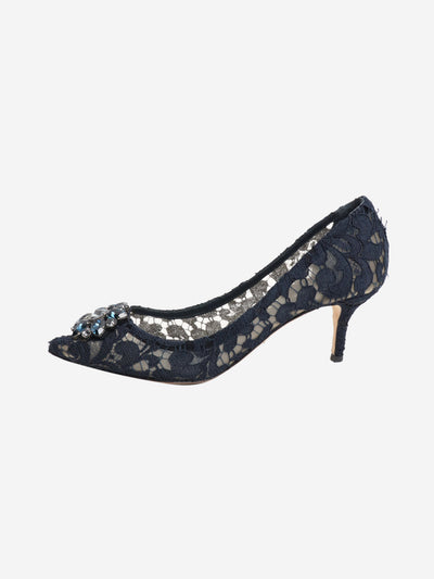 Navy bejewelled lace pumps - size EU 41 Heels Dolce & Gabbana 