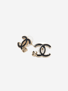 Gold and black CC four-leaf clover earrings Earrings Chanel 