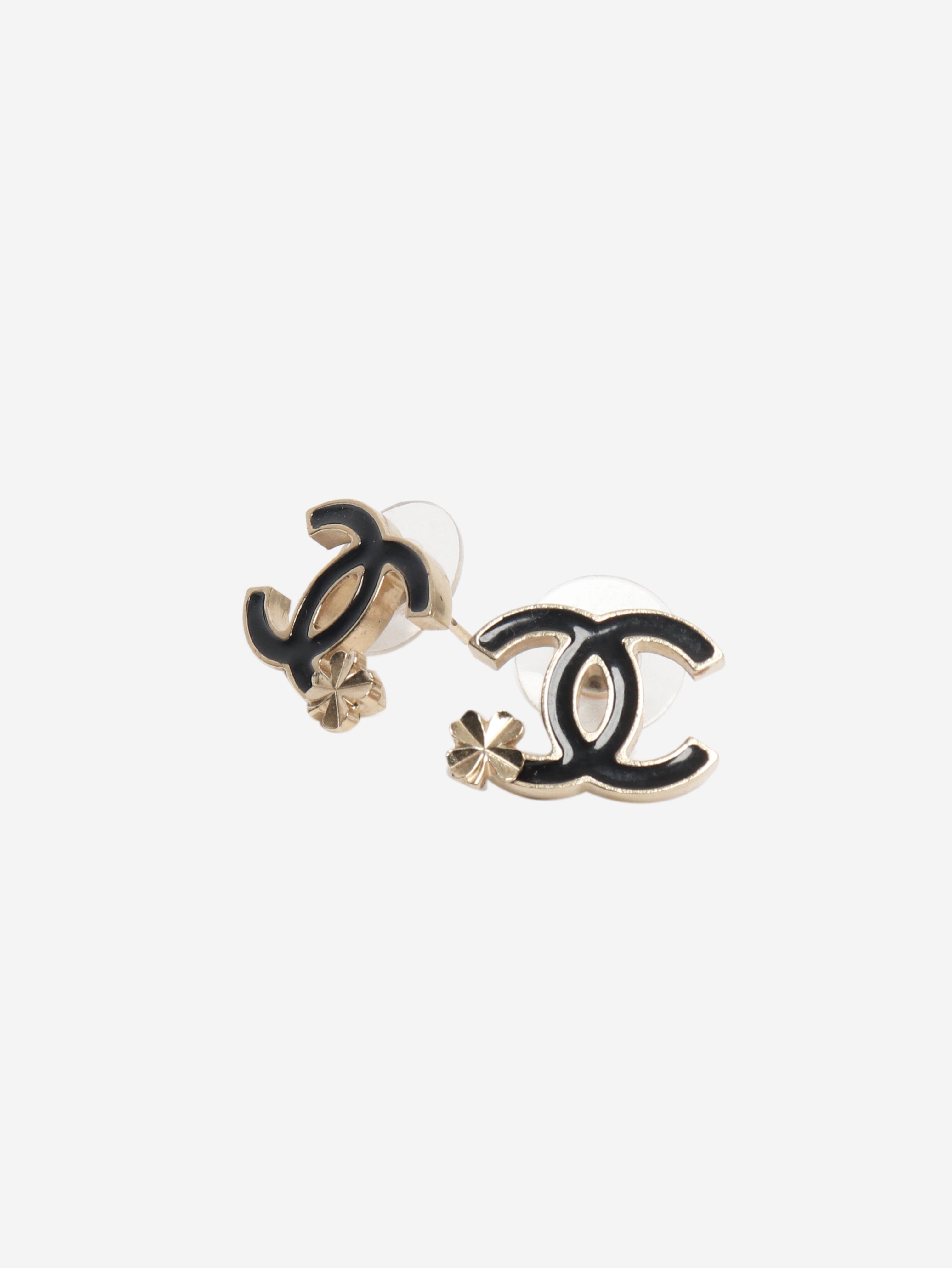 Gold and black CC four-leaf clover earrings Earrings Chanel 