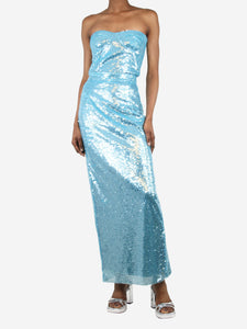 New Arrivals Blue strapless sequin midi dress - size UK 8