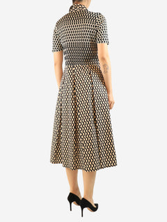 Neutral and black elipse patterned midi dress - size UK 10 Dresses Cvidini 