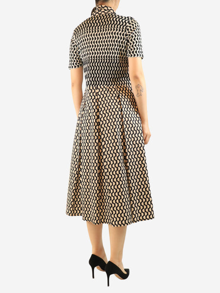 Neutral and black elipse patterned midi dress - size UK 10 alternate image