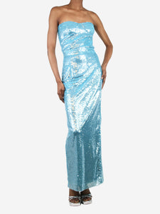 New Arrivals Blue strapless sequin midi dress - size UK 8