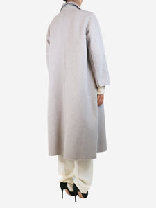 S Max Mara Light grey belted wool coat - size UK 10
