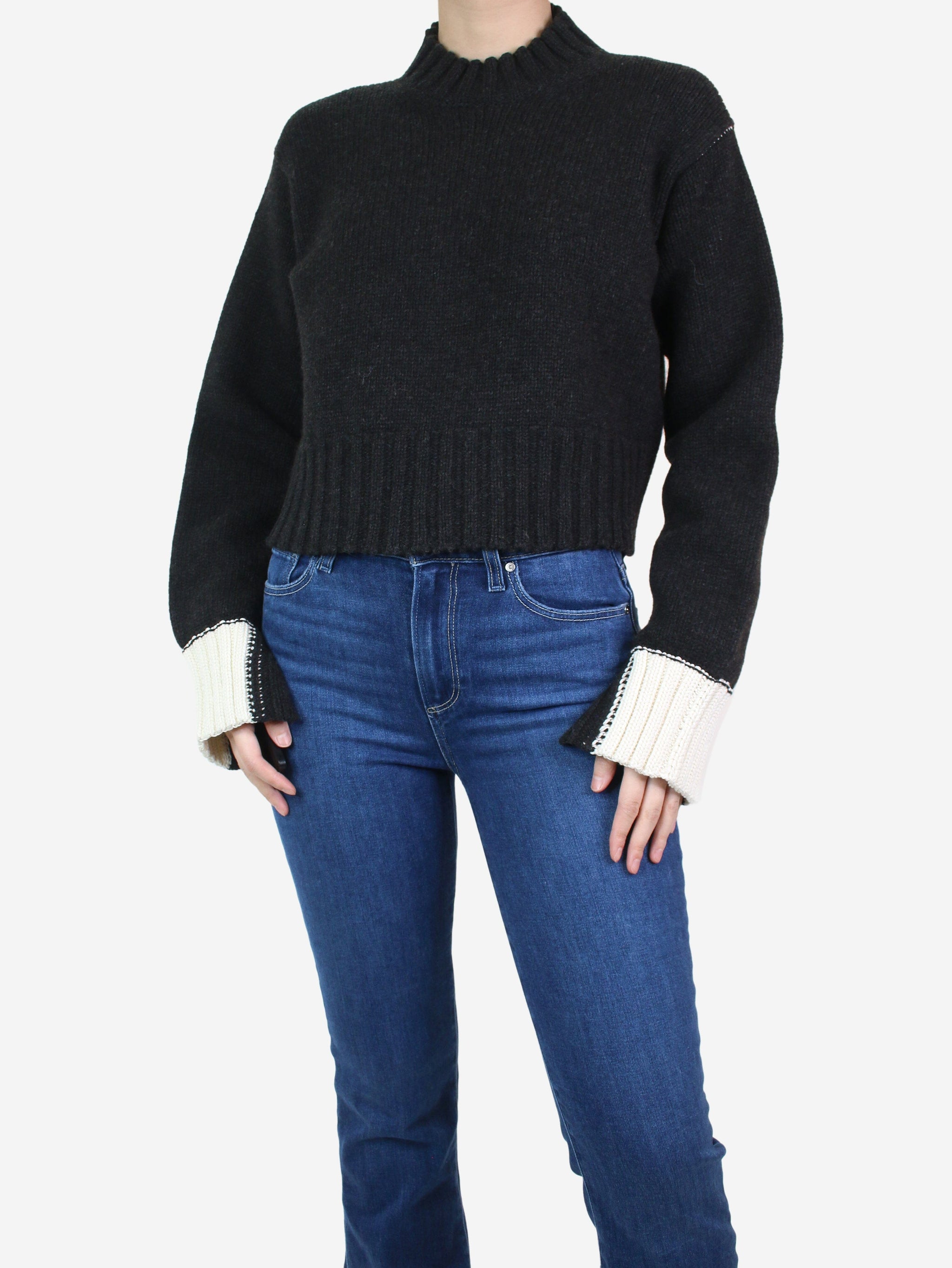 Celine pre owned dark grey cropped wool blend jumper size S