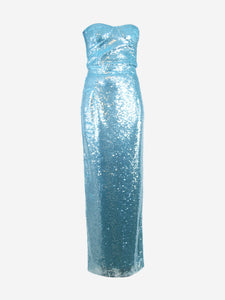 New Arrivals Blue strapless sequin midi dress - size UK 8