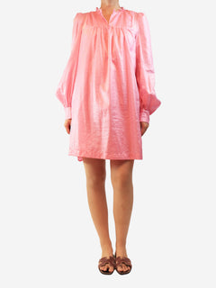 Pink long-sleeved mini dress - size UK 14