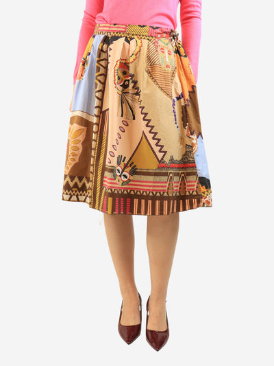 Multicolour printed A-line cotton skirt - size UK 14 Skirts Etro 