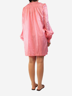Pink long-sleeved mini dress - size UK 14