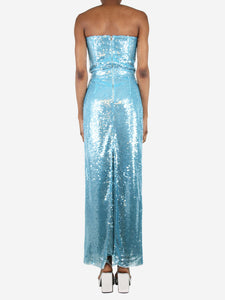 New Arrivals Blue strapless sequin midi dress - size UK 8