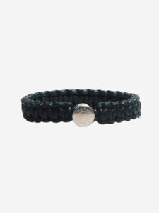 Hermes Navy leather braid bracelet