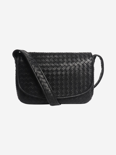 Black Intrecciato leather flap bag product image