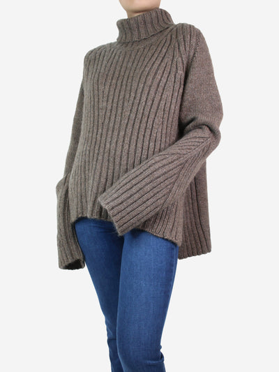 Brown chunky roll-neck jumper - size S Knitwear Celine 