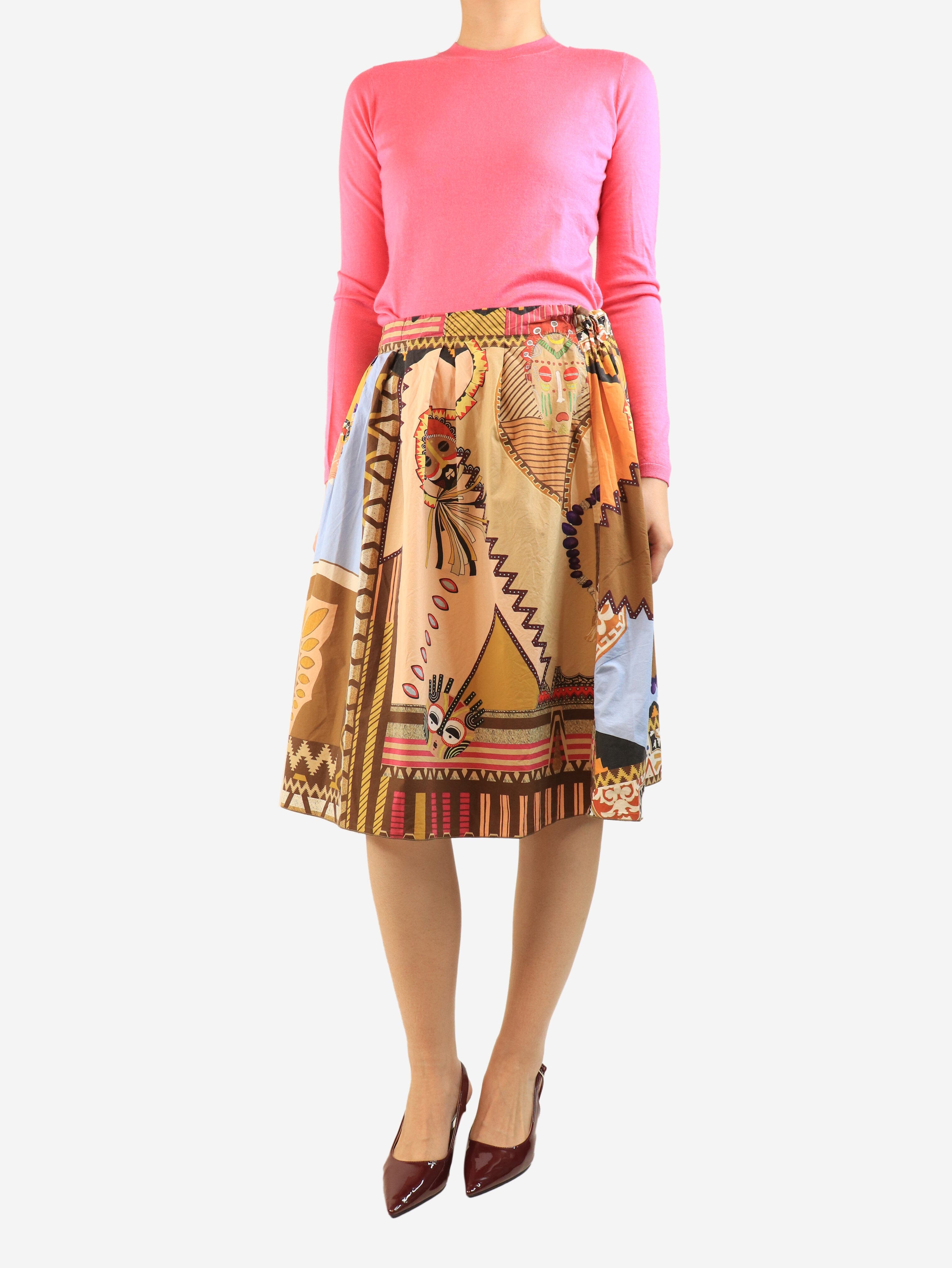 Multicolour printed A-line cotton skirt - size UK 14 Skirts Etro 