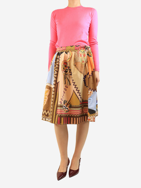 Multicolour printed A-line cotton skirt - size UK 14 alternate image