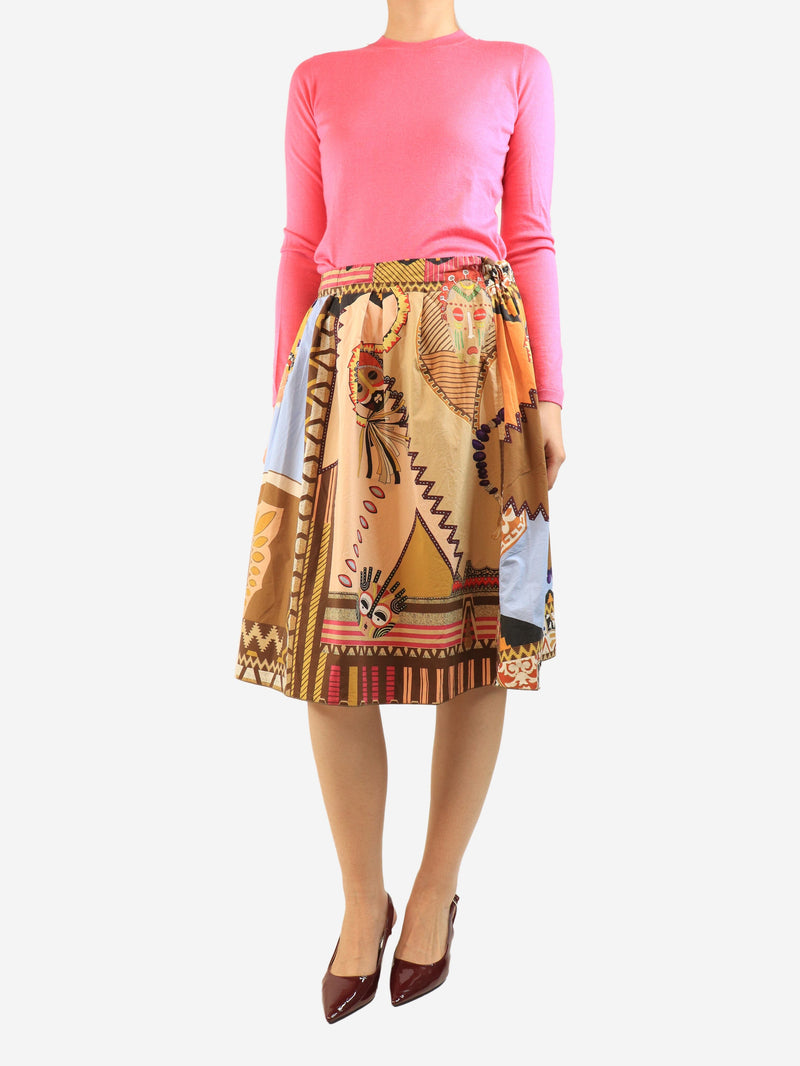 Multicolour printed A-line cotton skirt - size UK 14 Skirts Etro 
