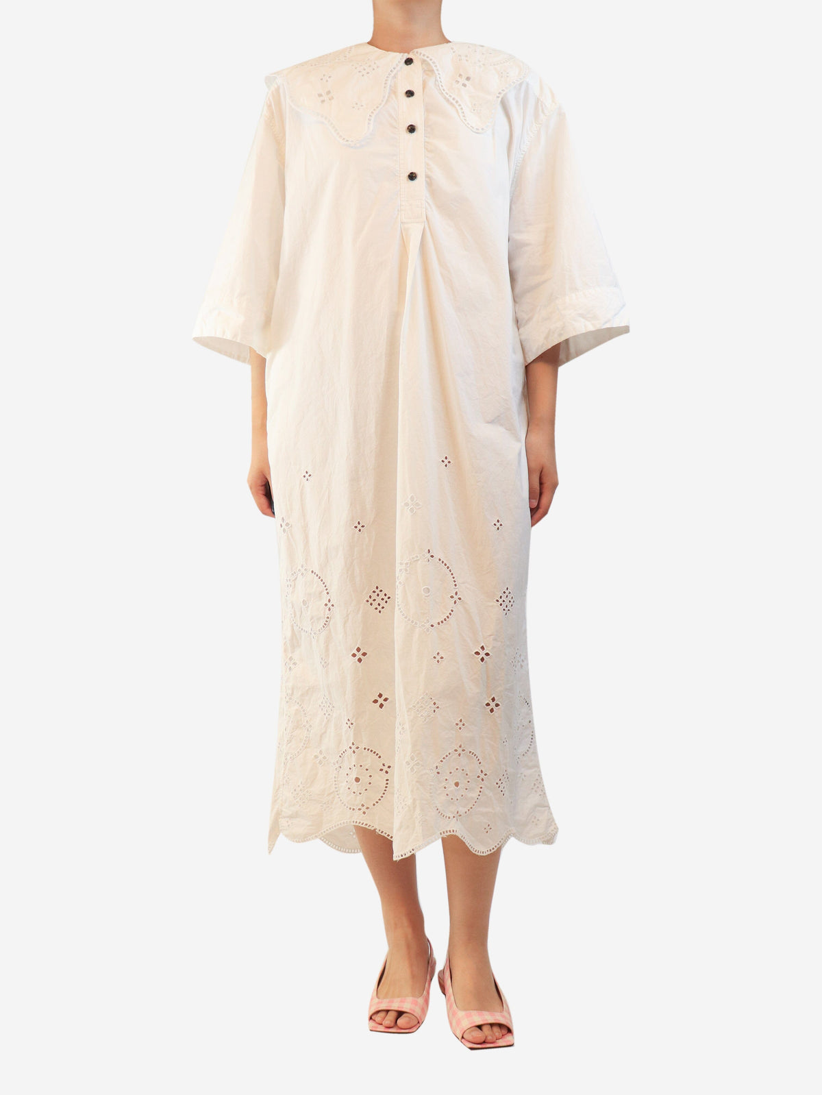 White broderie anglaise midi dress - size L