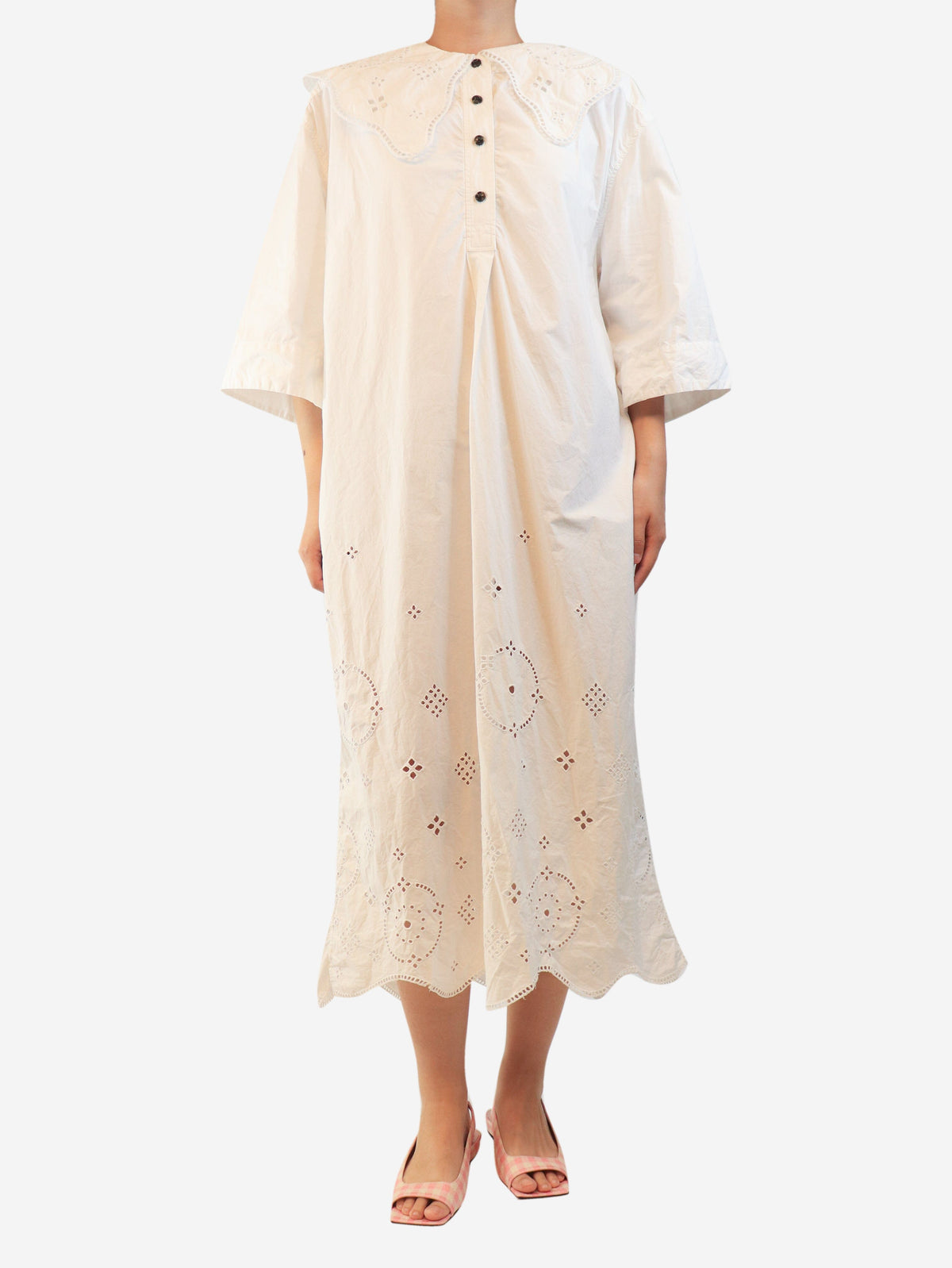 White broderie anglaise midi dress - size L