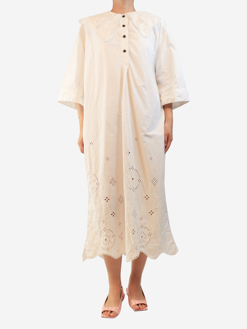 White broderie anglaise midi dress - size L