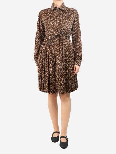 Brown belted TB monogram printed midi dress - size UK 12 Dresses Burberry 