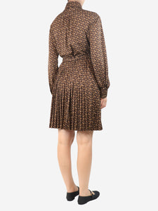 Burberry Brown belted TB monogram printed midi dress - size UK 12