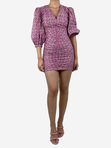 Maje Pink floral embroidered mini dress - size UK 8