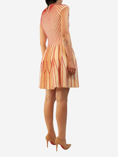 Cream and red sleeveless A-line dress - size M