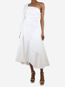 Ulla Johnson White one-shoulder gathered cotton-poplin midi dress - size UK 6